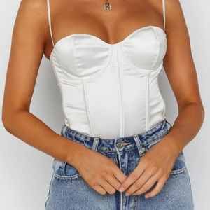 Beginning Boutique white satin corset top